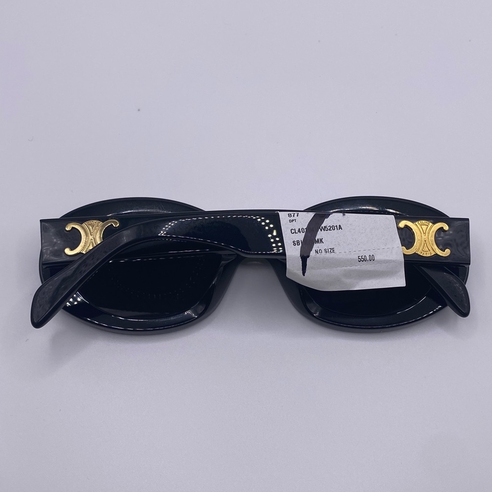 Celine Triomphe Sunglasses CL40194U Black Smoke Grey Gold Oval 52-22-145 NWT - Picture 5 of 5